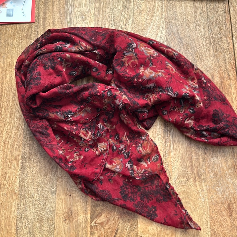 Red floral shawl